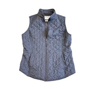 Van Heusen Zip up Gray Quilt Vest Lightweight Fleece inner with Pockets Small